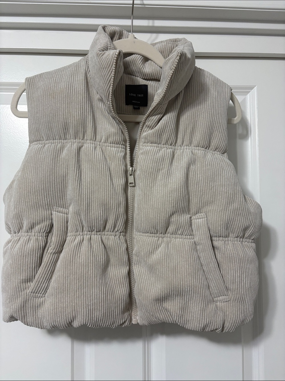 Corduroy puffer vest by Love Tree
